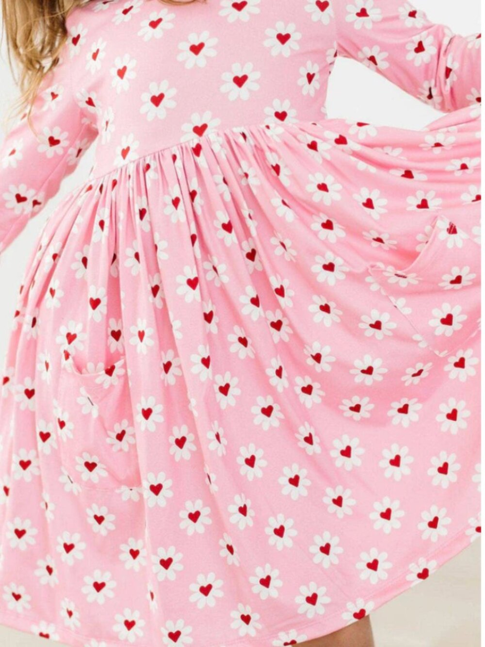 Mila & Rose Daisy Delight 3/4 Sleeve Pocket Twirl Dress Size 5-6 Girls